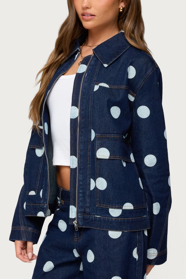 Edikted Leyah Polka Dot Oversized Denim Jacket #2