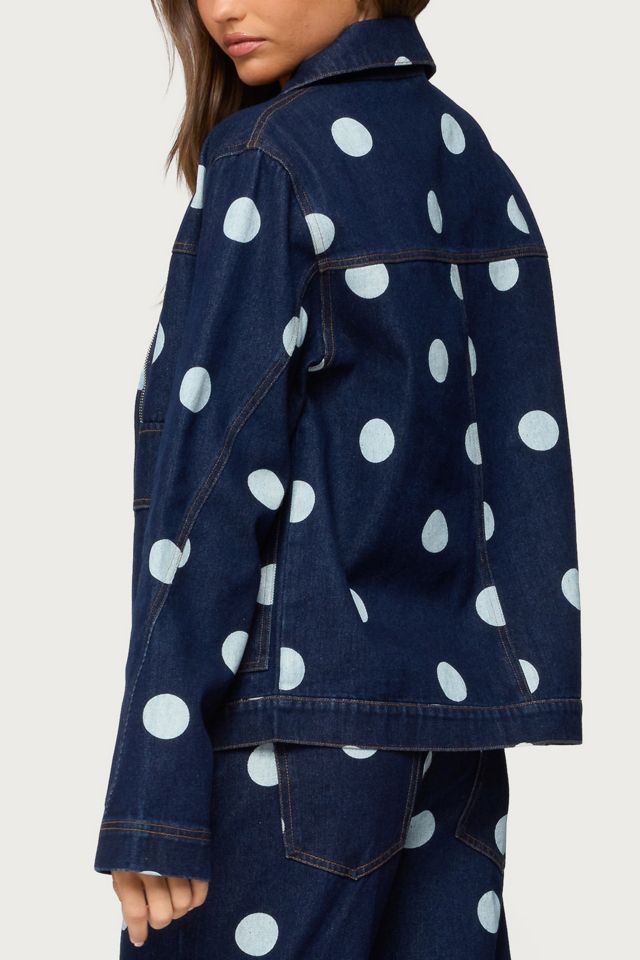 Edikted Leyah Polka Dot Oversized Denim Jacket #4