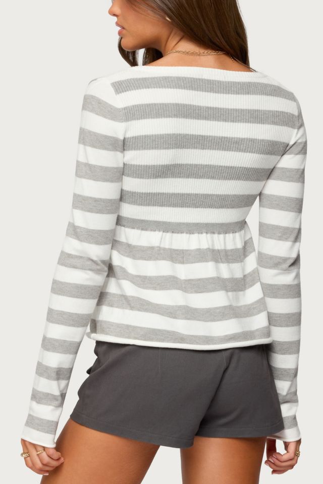 Edikted Lockie Striped Knit Babydoll Top #4