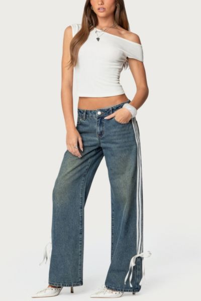 Edikted Washed Low Rise Ribbon Jeans