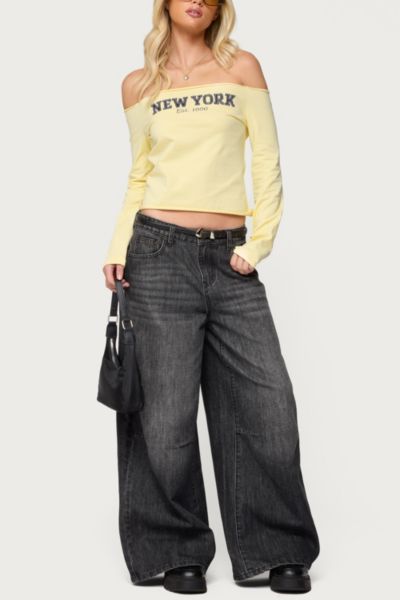 Edikted Skater Girl Washed Low Rise Jeans