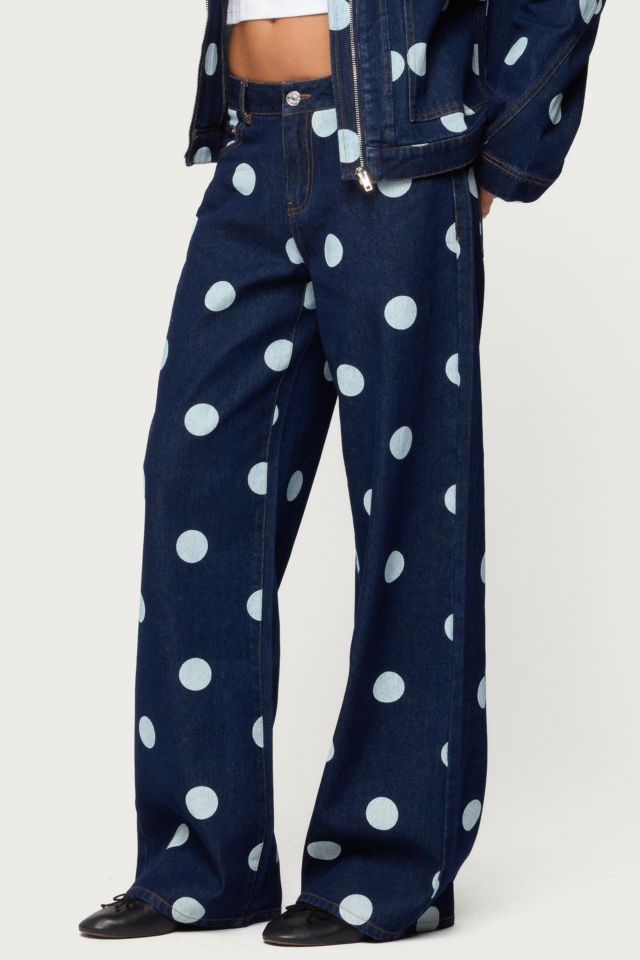 Edikted Leyah Polka Dot Low Rise Jeans #2