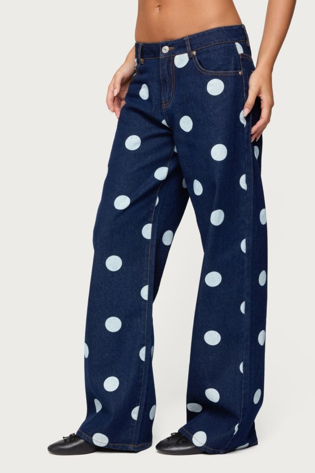 Edikted Leyah Polka Dot Low Rise Jeans #3
