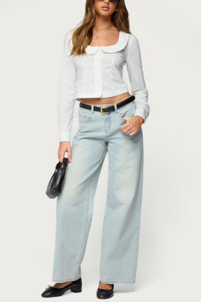 Edikted Ery Wide Leg Mid Rise Jean