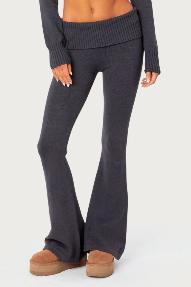 Edikted Desiree Knitted Low Rise Fold Over Pants #1