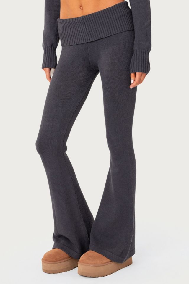 Edikted Desiree Knitted Low Rise Fold Over Pants #3