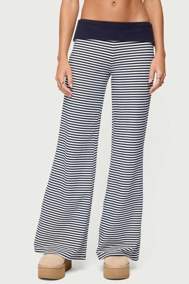 Edikted Meggy Striped Fold Over Pants #1