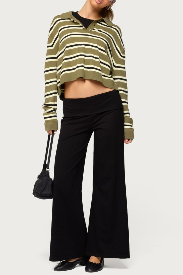 Edikted Petite Wide Leg Fold Over Pants #1