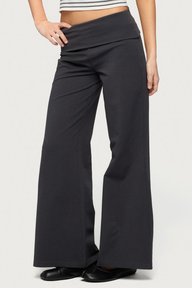 Edikted Petite Wide Leg Fold Over Pants #3