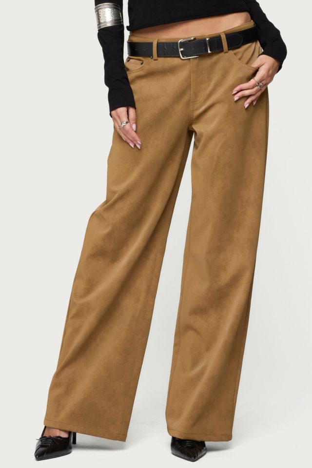 Edikted Stacey Low Rise Faux Suede Pants #2