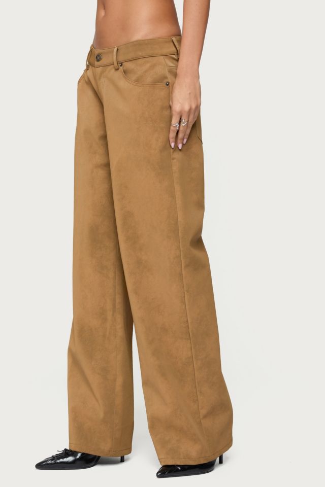Edikted Stacey Low Rise Faux Suede Pants #3