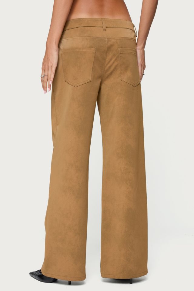Edikted Stacey Low Rise Faux Suede Pants #4