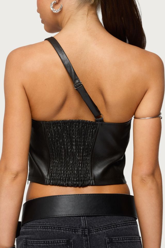 Edikted Asymmetric Cutout Faux Leather Top #4