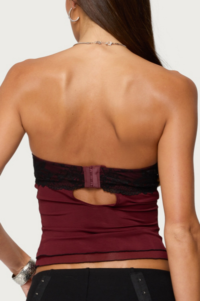 Edikted Contrast Lacey Mesh Bra Top