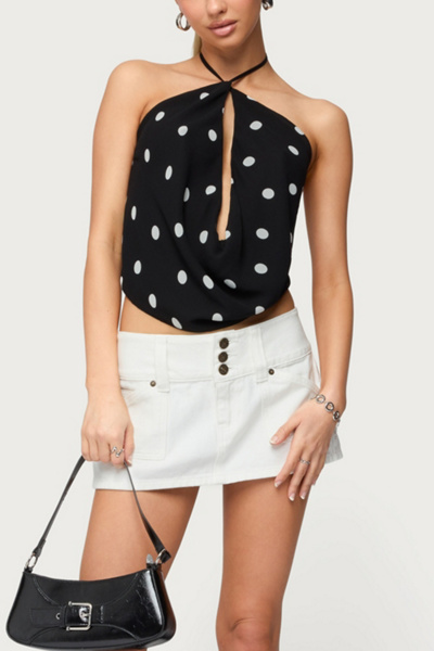 Edikted Chiffon Backless Cowl Neck Top