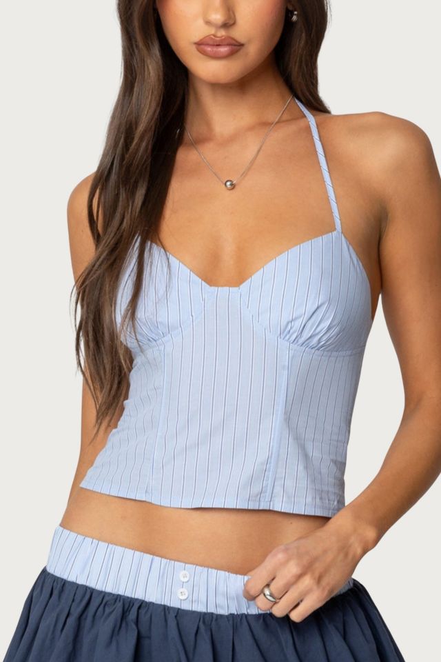 Edikted Janey Pinstripe Halter Top #1