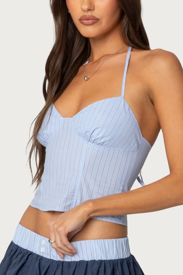 Edikted Janey Pinstripe Halter Top #3