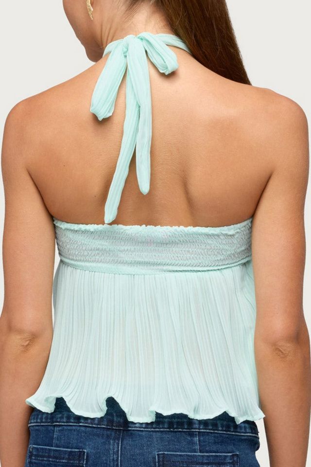Edikted Pleated Chiffon Babydoll Halter Top #4
