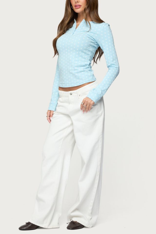 Edikted Keana Polka Dot Henley Top #1