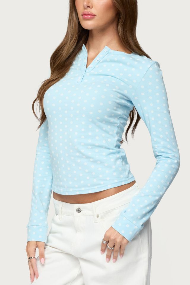 Edikted Keana Polka Dot Henley Top #2