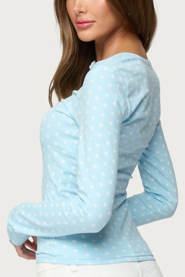 Edikted Keana Polka Dot Henley Top #4