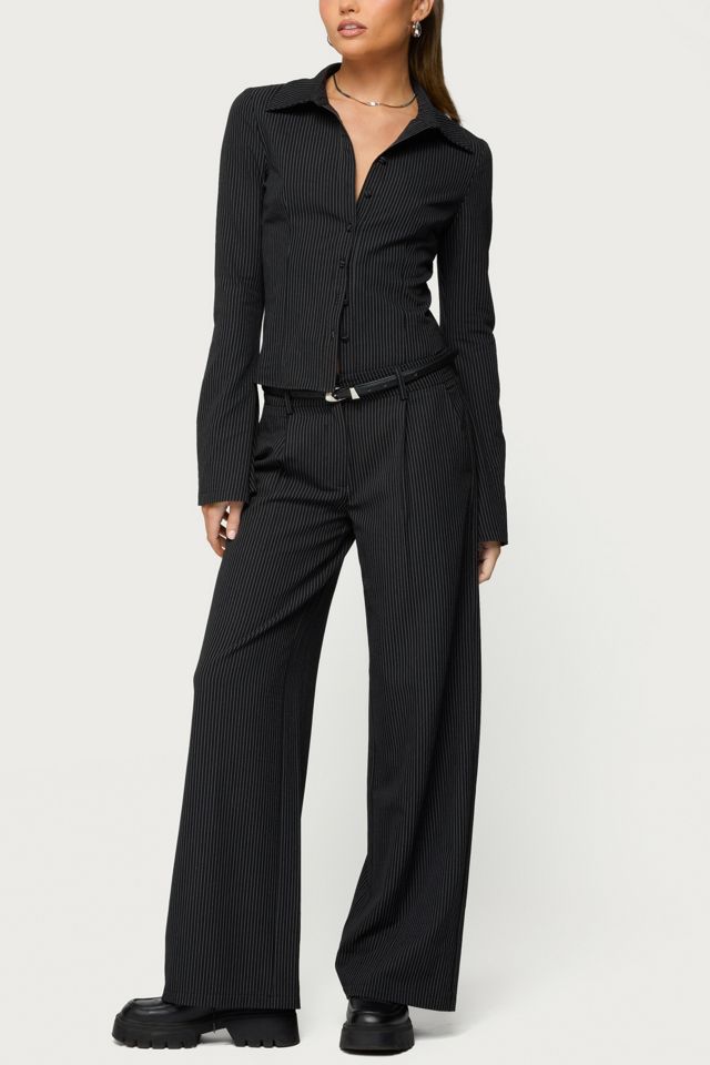 Edikted Pinstripe Tailored Button Up Shirt #1