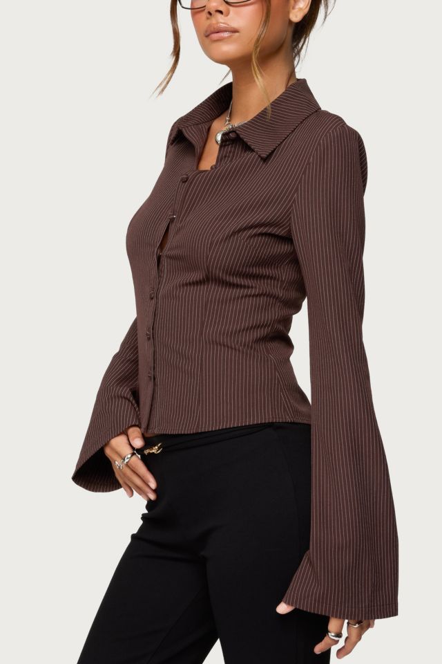 Edikted Pinstripe Tailored Button Up Shirt #2