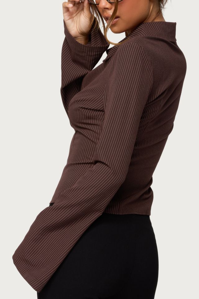 Edikted Pinstripe Tailored Button Up Shirt #4