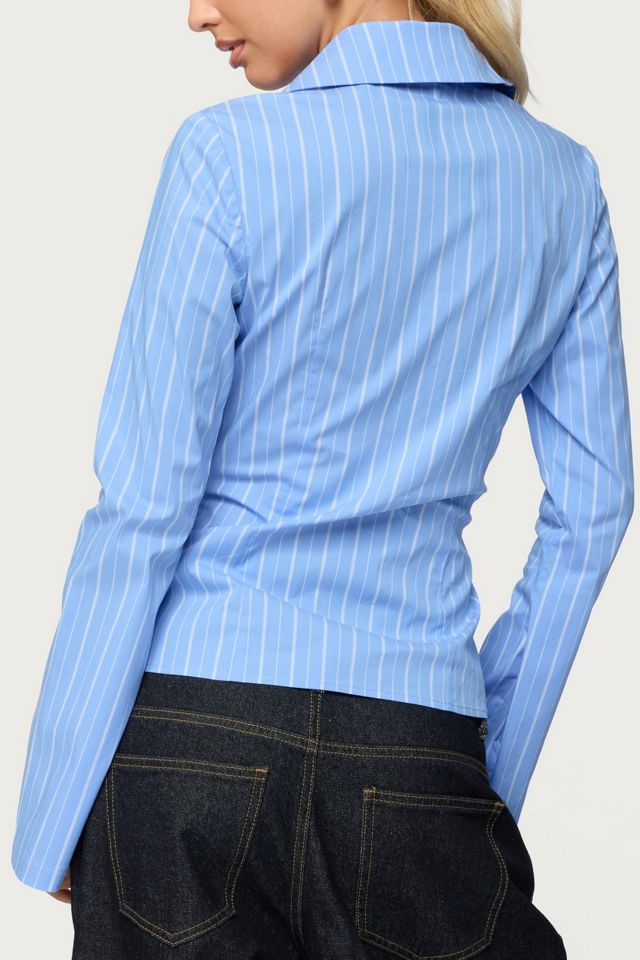 Edikted Pinstripe Tailored Button Up Shirt #4