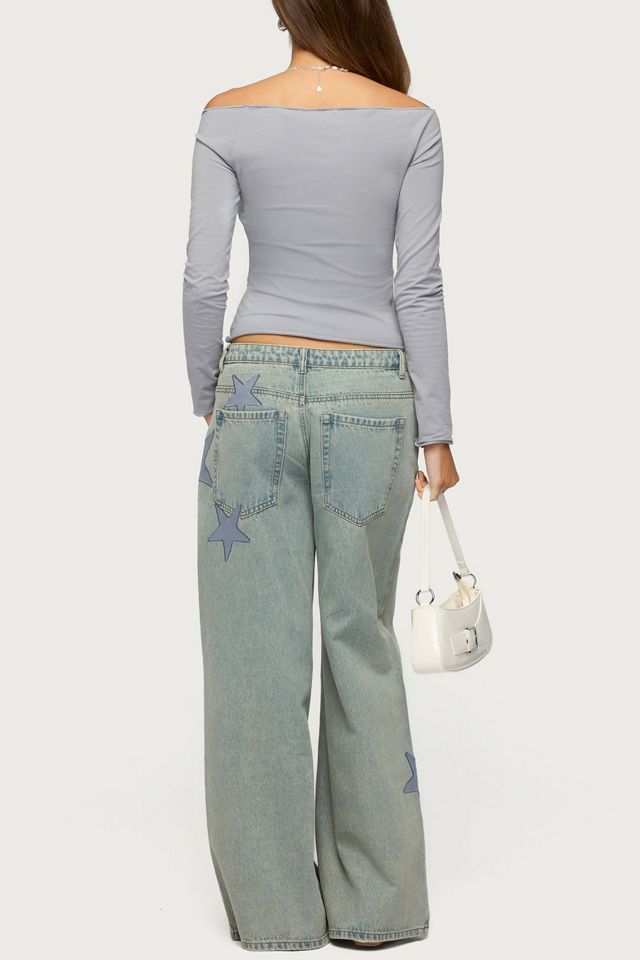 Edikted Nattie Off Shoulder V Neck Top #1