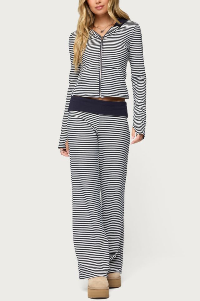Edikted Meggy Striped Zip Up Hoodie #1