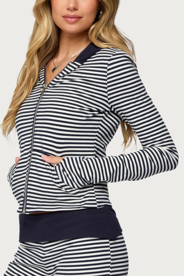 Edikted Meggy Striped Zip Up Hoodie #2