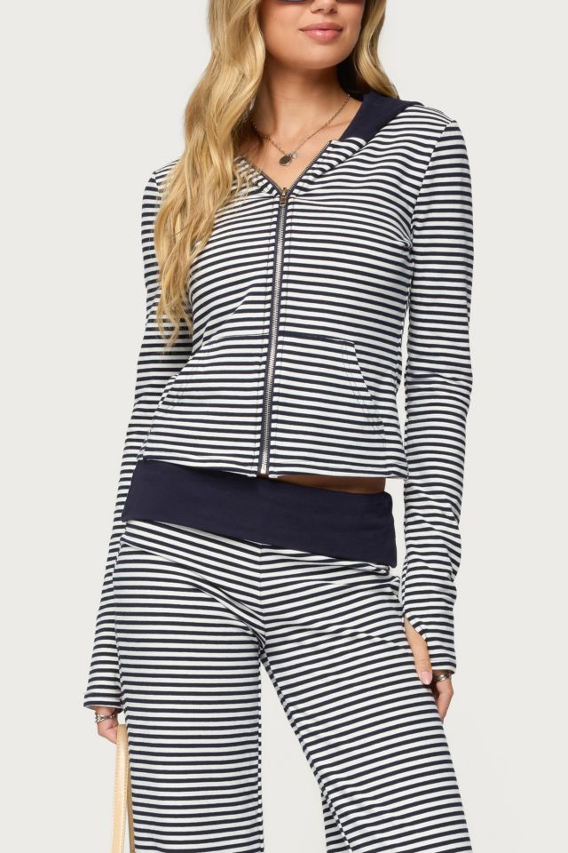 Edikted Meggy Striped Zip Up Hoodie #3