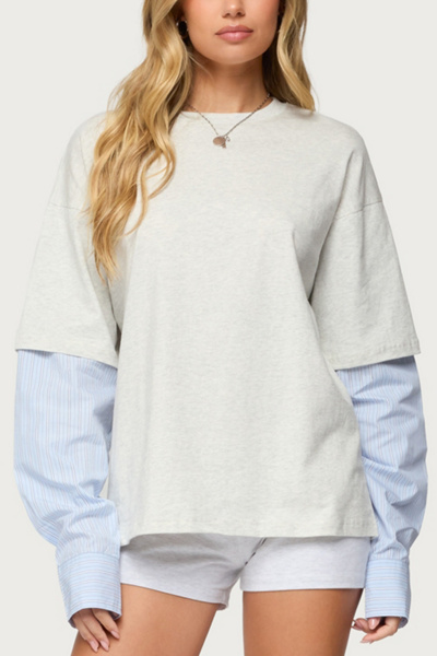 Edikted Tailor Oversize Layered Top In White