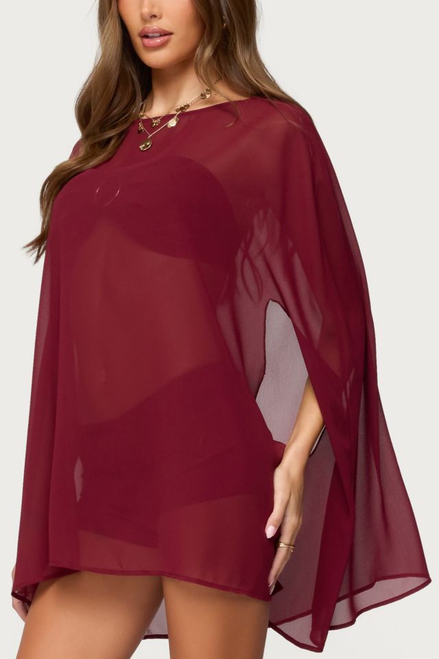 Edikted Mckenzie Sheer Chiffon Poncho #2