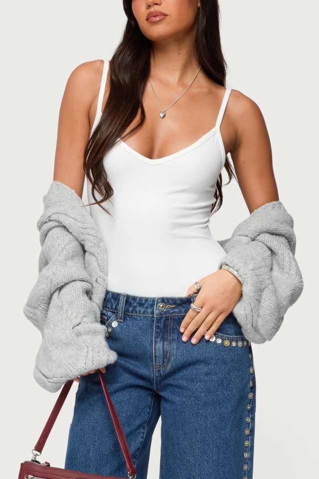 Edikted Teaghan V Neck Fitted Bodysuit #3