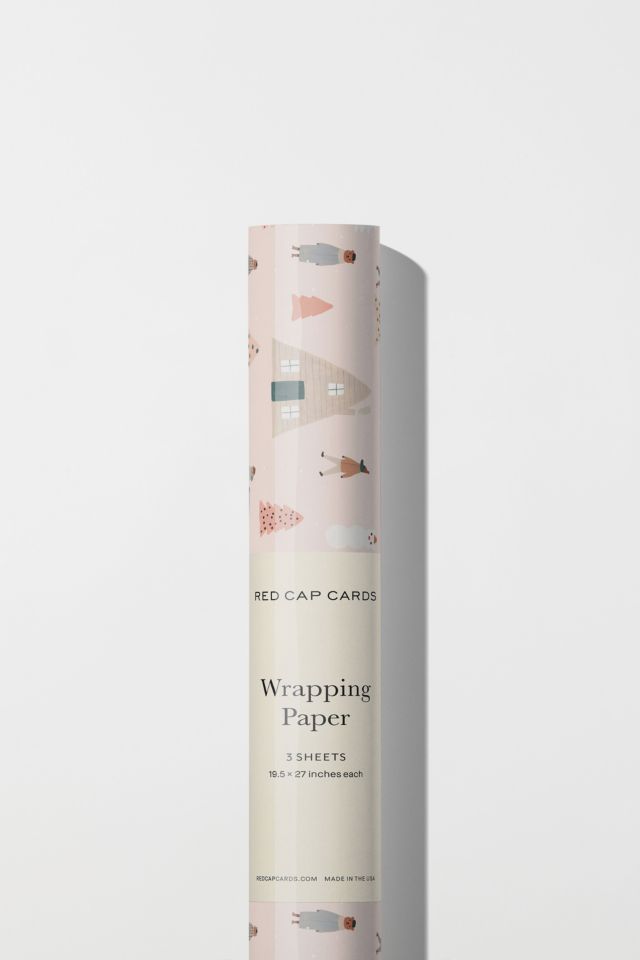 Red Cap Pink Trees Holiday Wrapping Paper #1