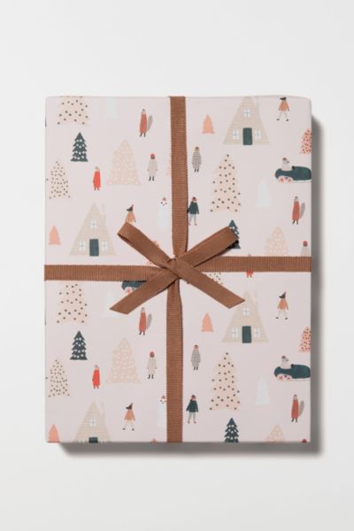 Red Cap Pink Trees Holiday Wrapping Paper