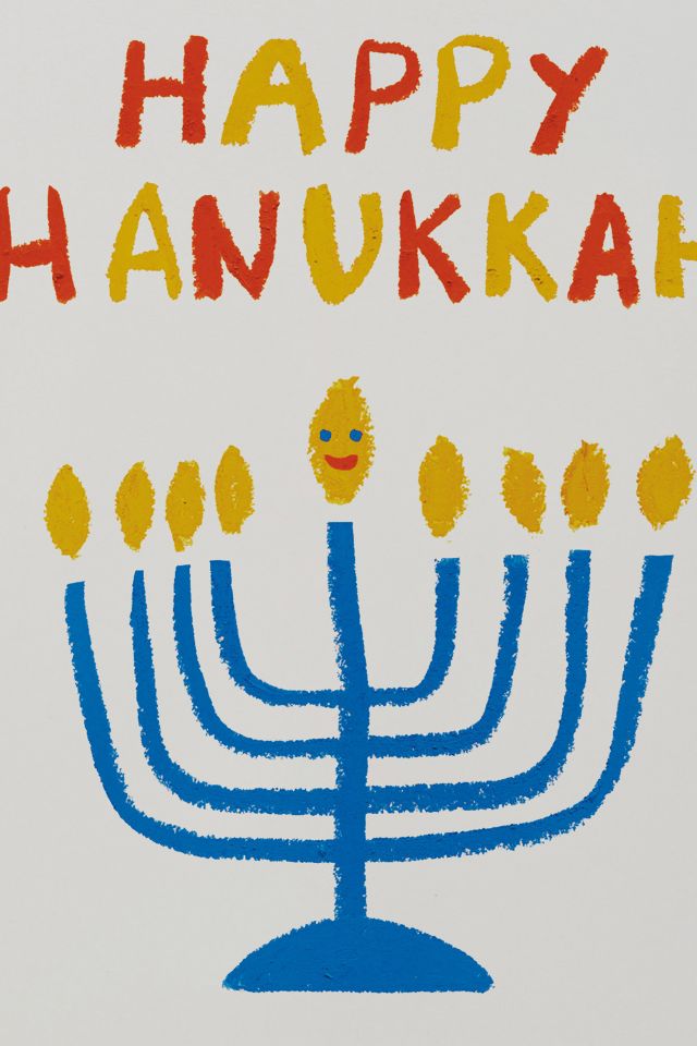 Red Cap Happy Menorah Hanukkah Card #1