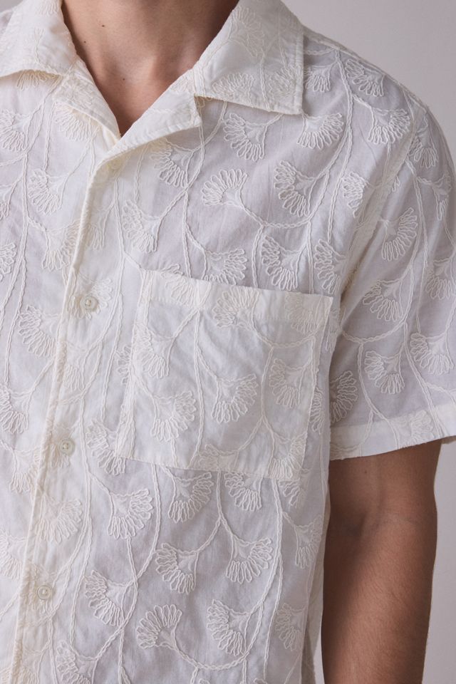 UO Tonal Embroidery Washed Short Sleeve Button-Down Shirt #2