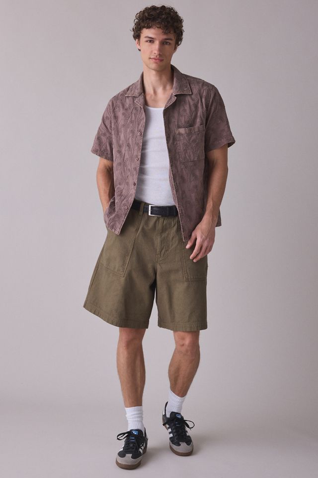 UO Tonal Embroidery Washed Short Sleeve Button-Down Shirt #4