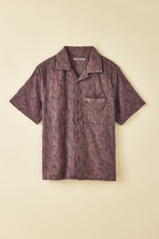 UO Tonal Embroidery Washed Short Sleeve Button-Down Shirt #5