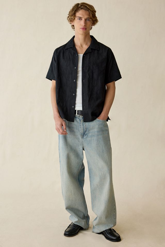 UO Tropical Tonal Embroidery Camp Collar Resort Shirt #3