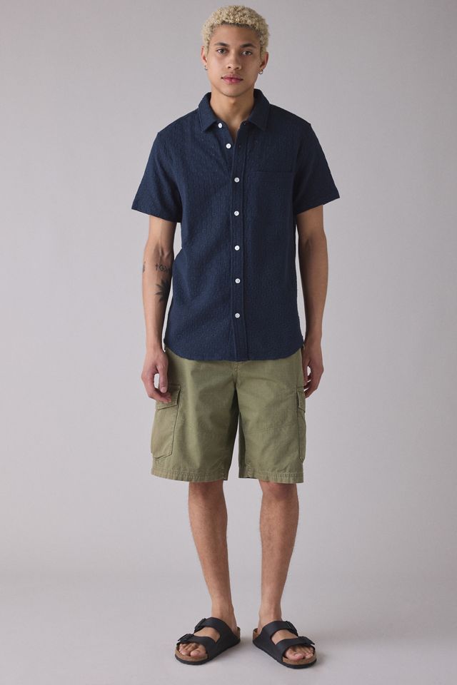 UO Textured Stitched Floral Embroidered Short Sleeve Shirt #3