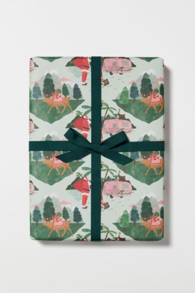 Red Cap Santa Camper Holiday Wrapping Paper