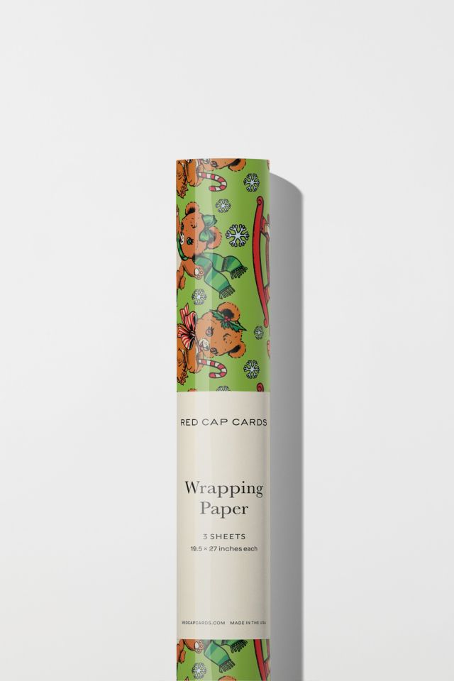 Red Cap Merry Bears Holiday Wrapping Paper #1