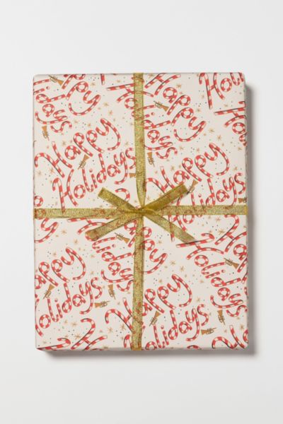 Red Cap Candy Cane Holidays Wrapping Paper