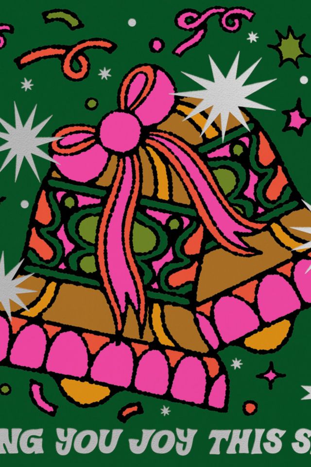 Red Cap Joy Bells Holiday Card #1