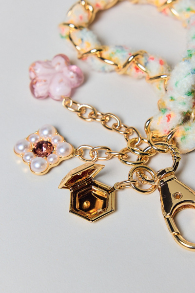 Fuzzy Floral Charm Keychain