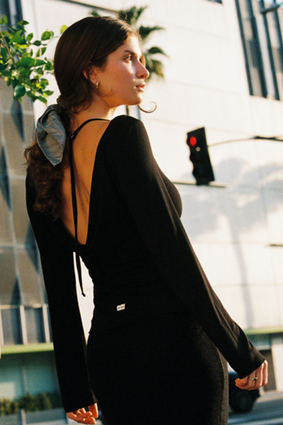 Rat Boi Cowl Back Long Sleeve Top In Onyx, Women's At Urban Outfitters In Black